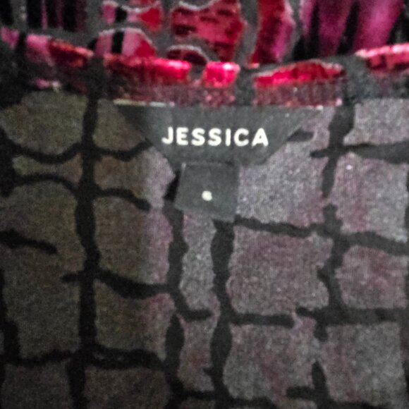 Y2K Snake Print Flocked Velvet Burnout Top Size M Pink Burgundy V Neck - Picture 13 of 14